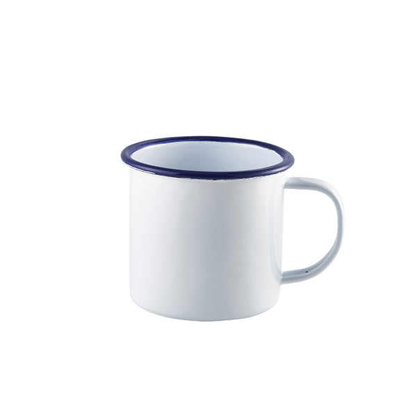 Enamel Mug White with Blue Rim 36cl/12.5oz 12 Pack