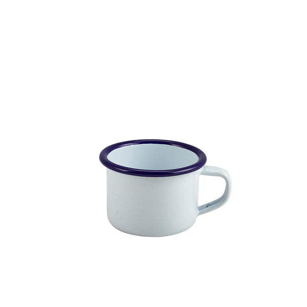 Enamel Mug White With Blue Rim 12cl/4.2oz 12 Pack