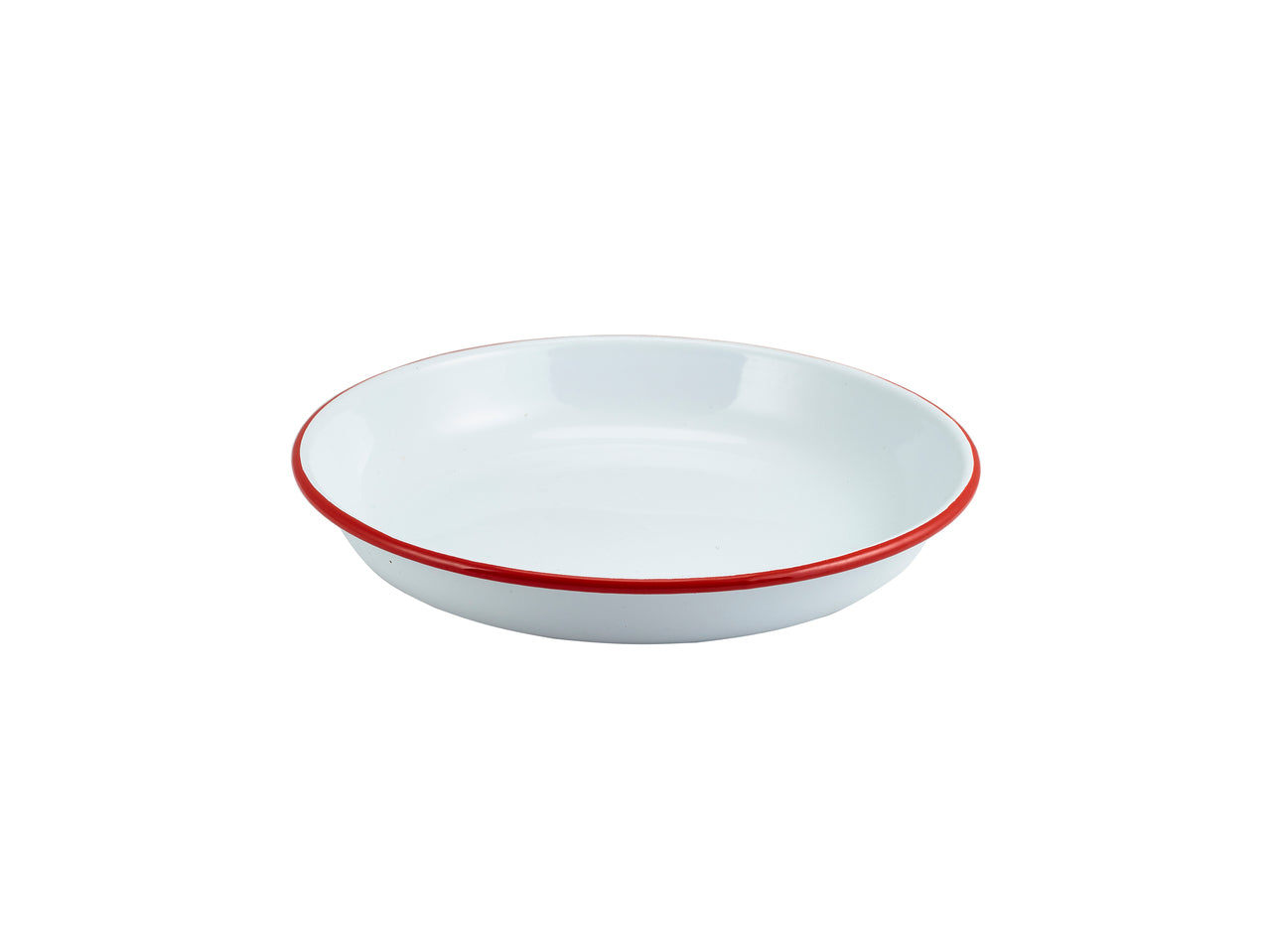 Enamel Rice/Pasta Plate White with Red Rim 24cm 12 Pack