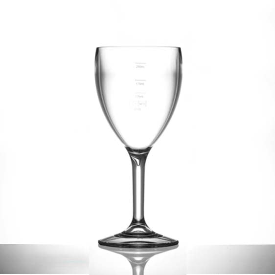 BBP Premium Polycarbonate Wine Glass 11oz/310ml Lined At 125ml, 175ml, 250ml CA Marked 12 Pack