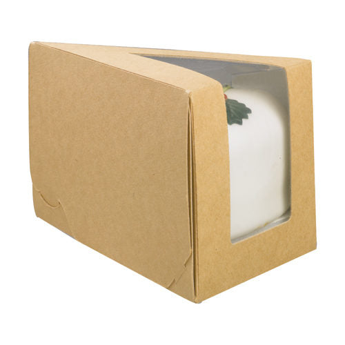 Colpac Large Kraft Cake Slice Takeaway Packaging 144 x 85 x 90mm 500 Pack