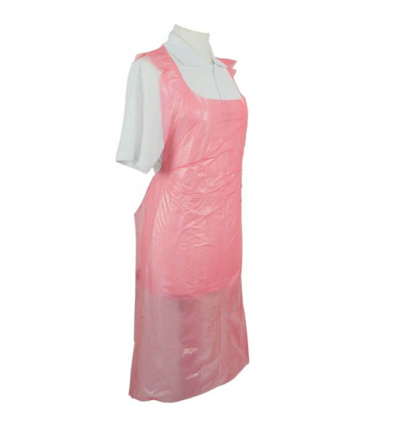 Red Disposable Polythene Apron On A Roll 200 Aprons