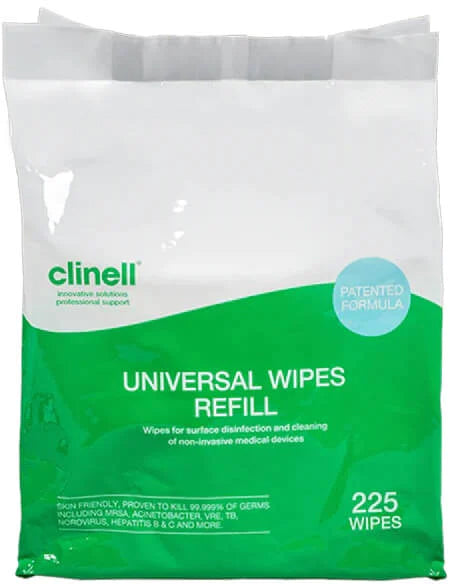 Clinell Universal Wipes Bucket Refills Green CWBUC225R 225 Wipes