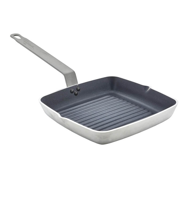 Non Stick Teflon Aluminium Square Ribbed Skillet 24cm