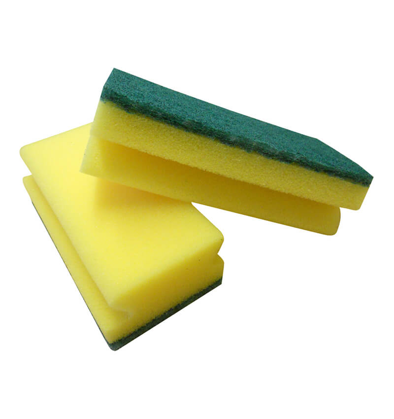 Yellow Green Sponge Scourer With Finger Grip 10 Pack