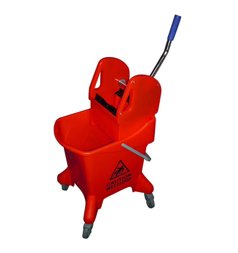 Mop Bucket On Wheels With Wringer Red