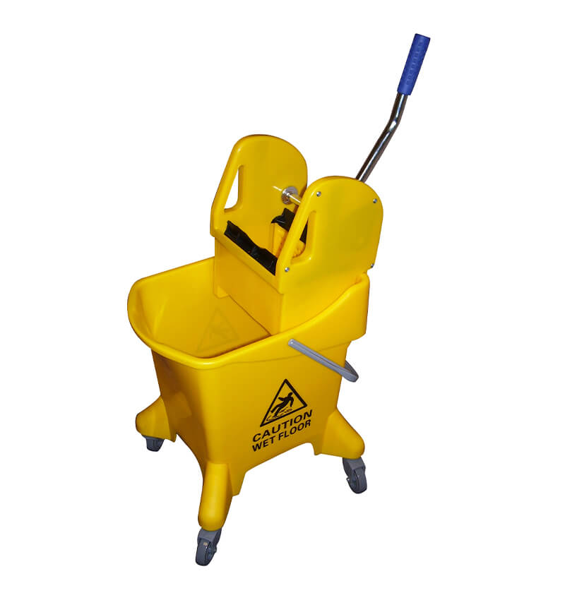 Mop Bucket On Wheels With Wringer Yellow