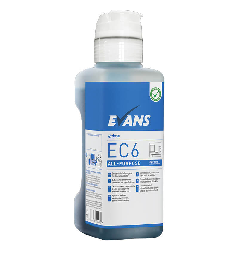 Evans E Dose EC6 All Purpose Hard Surface Cleaner Super Concentrate 1Ltr 4 Pack