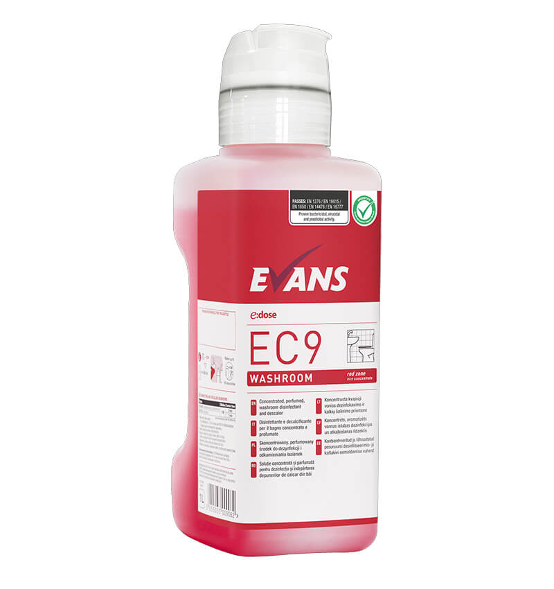 Evans E Dose EC9 Washroom Cleaner And Descaler Super Concentrate 1Ltr 4 Pack