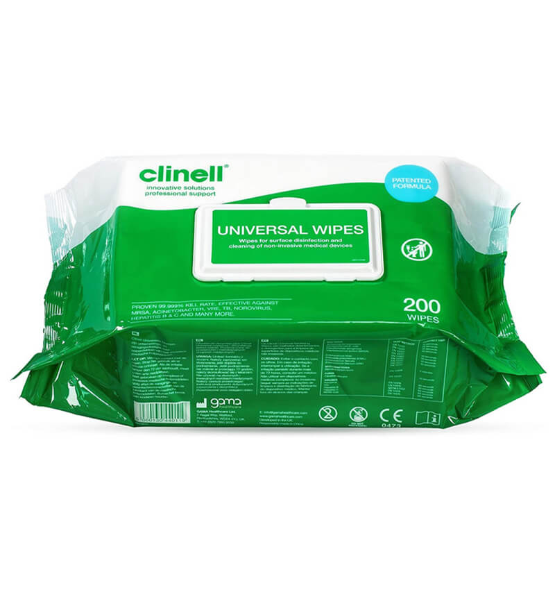 Clinell Universal Wipes Green CW200 200 Wipes 6 Pack