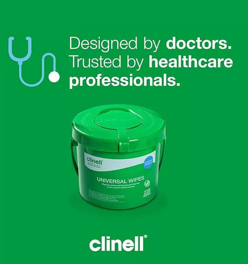 Clinell Universal Wipes Bucket Green CWBUC225 225 Wipes