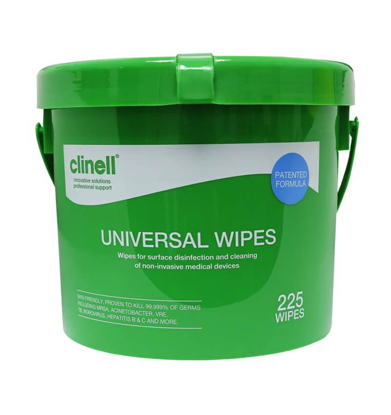 Clinell Universal Wipes Bucket Green CWBUC225 225 Wipes 4 Pack