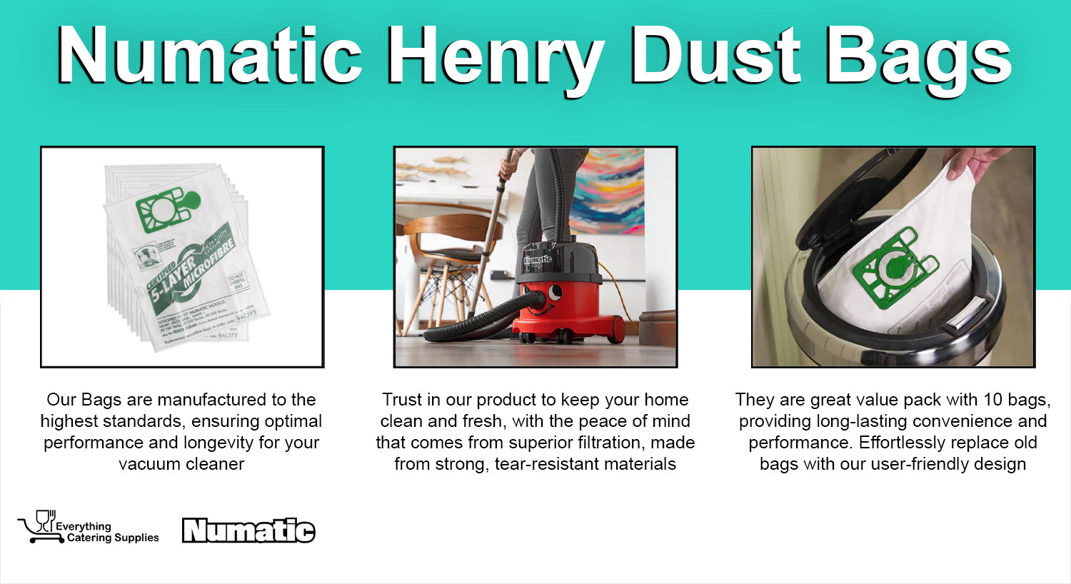 Numatic Henry Vacuum Dust Bags 10 Pack