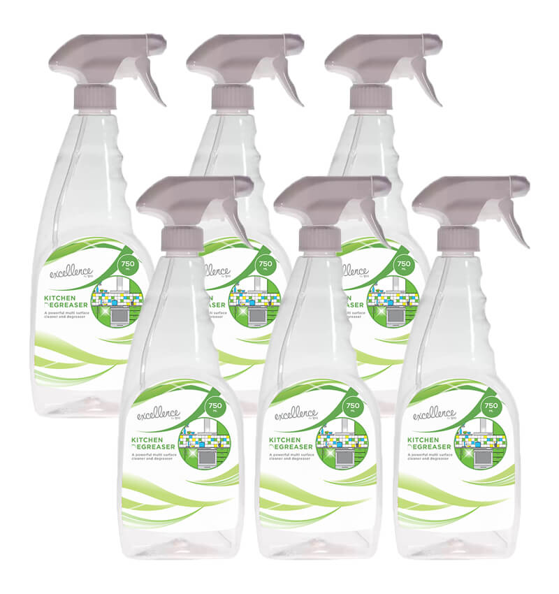 Excellence Kitchen Degreaser 750ml Ready To Use Trigger Bottles 6 Pack