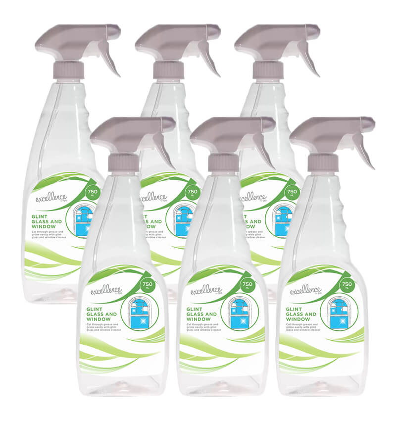 Excellence Glint Glass and Window Cleaner 750ml Ready To Use Trigger Bottles 6 Pack