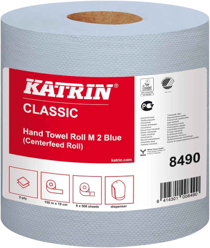 Katrin Classic 2 Ply Blue Centrefeed Roll 8490 6 Pack