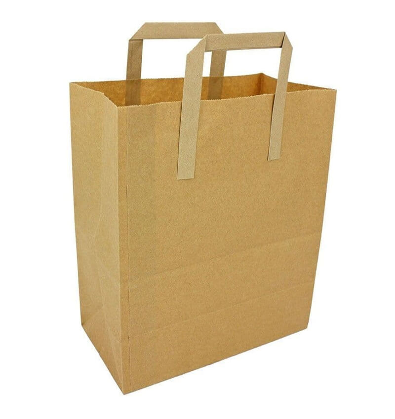 Recycled Kraft Paper Carrier Bag With Handles 250 x 300 x 140mm 250 Pack