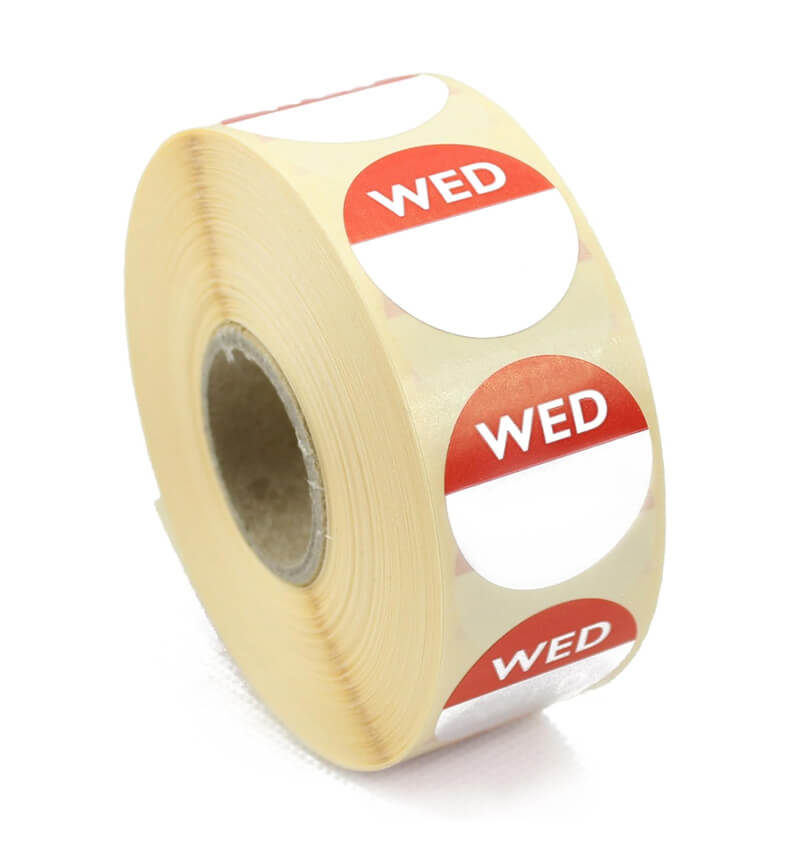 Wednesday Day Dot Food Labels 1000 Pack