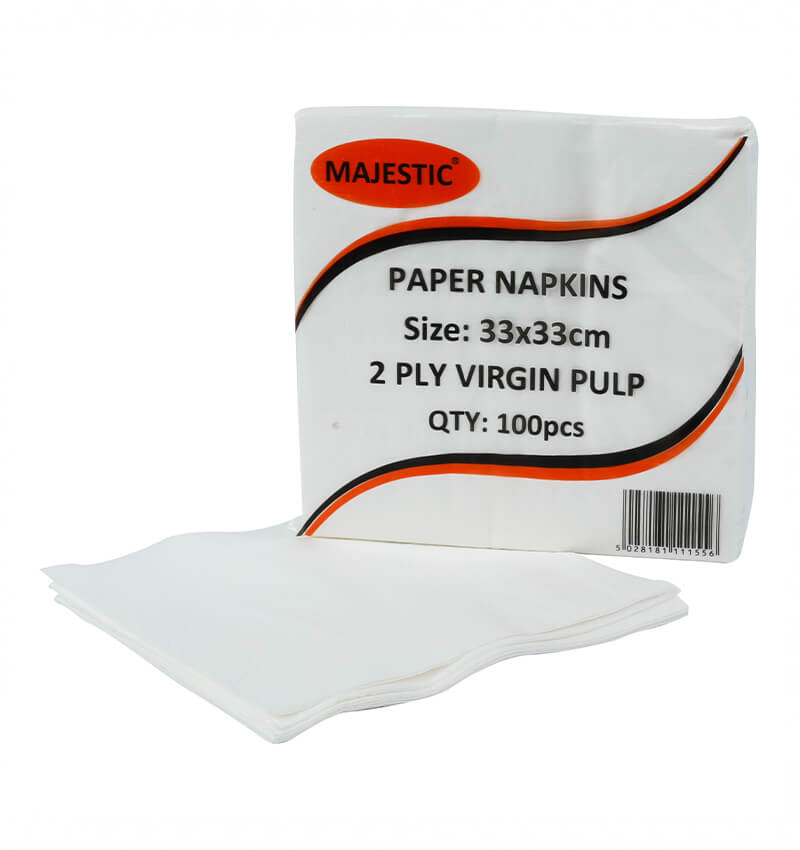 Napkin 2 Ply 4 Fold White 33cm 2000 Pack