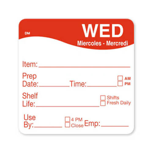 Day Food Labels 51mm x 51mm 500 Pack Wednesday