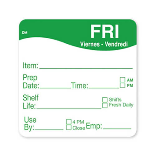 Day Food Labels 51mm x 51mm 500 Pack Friday