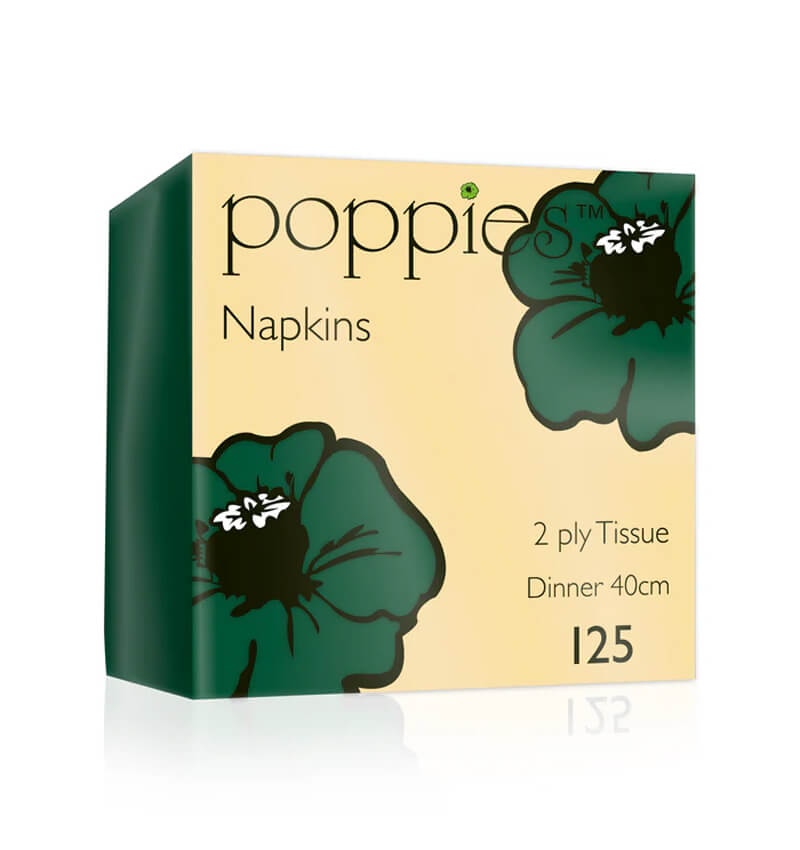 125 Pack 2 Ply Forest Green Paper Napkin 4 Fold 40 x 40cm