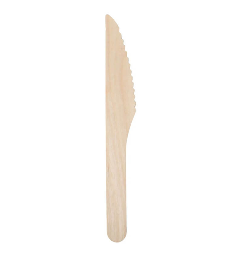 100 Pack Biodegradable Disposable Wooden Cutlery Knives