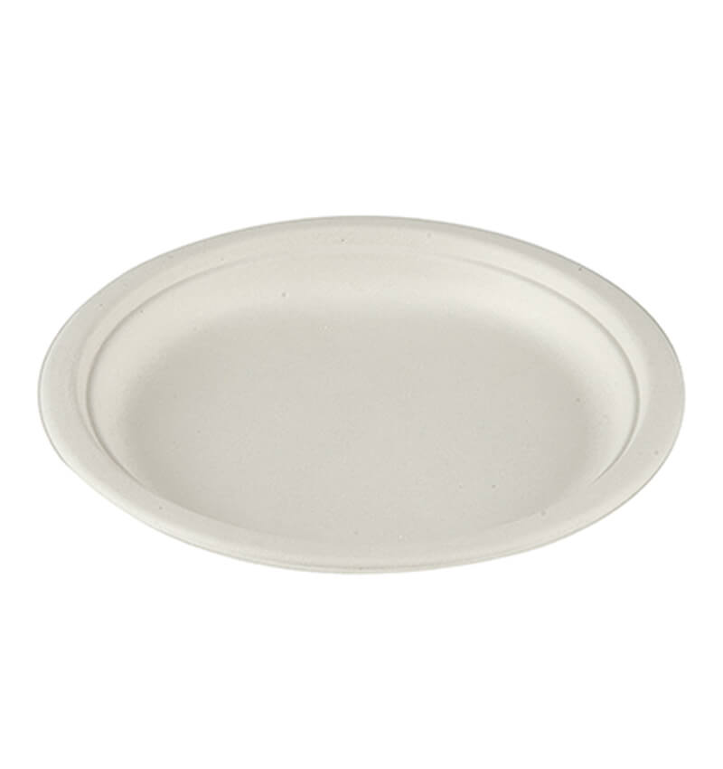 50 Pack Compostable Bagasse Plates Round 9 Inches