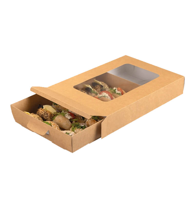 Colpac Kraft Medium Platter Sleeve With Window 402 x 260 x 82.5mm 25 Pack