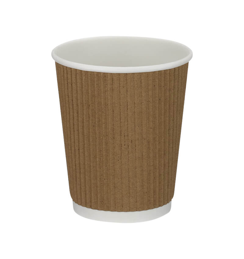 Disposable 8oz Kraft Ripple Wall Coffee Cups 500 Pack