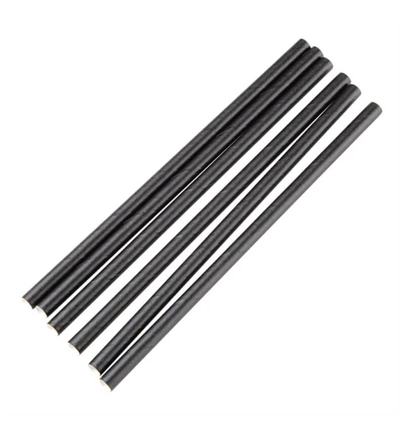 Paper Sip Straws Black 145 x 5mm 250 Pack