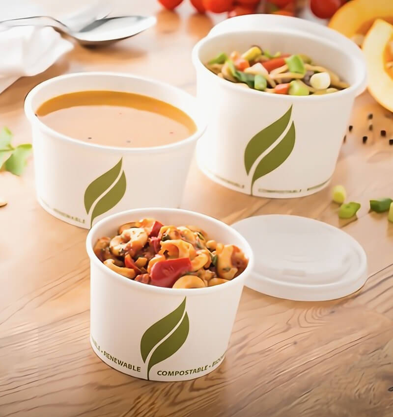 White Compostable Soup Container 16oz 500 Pack