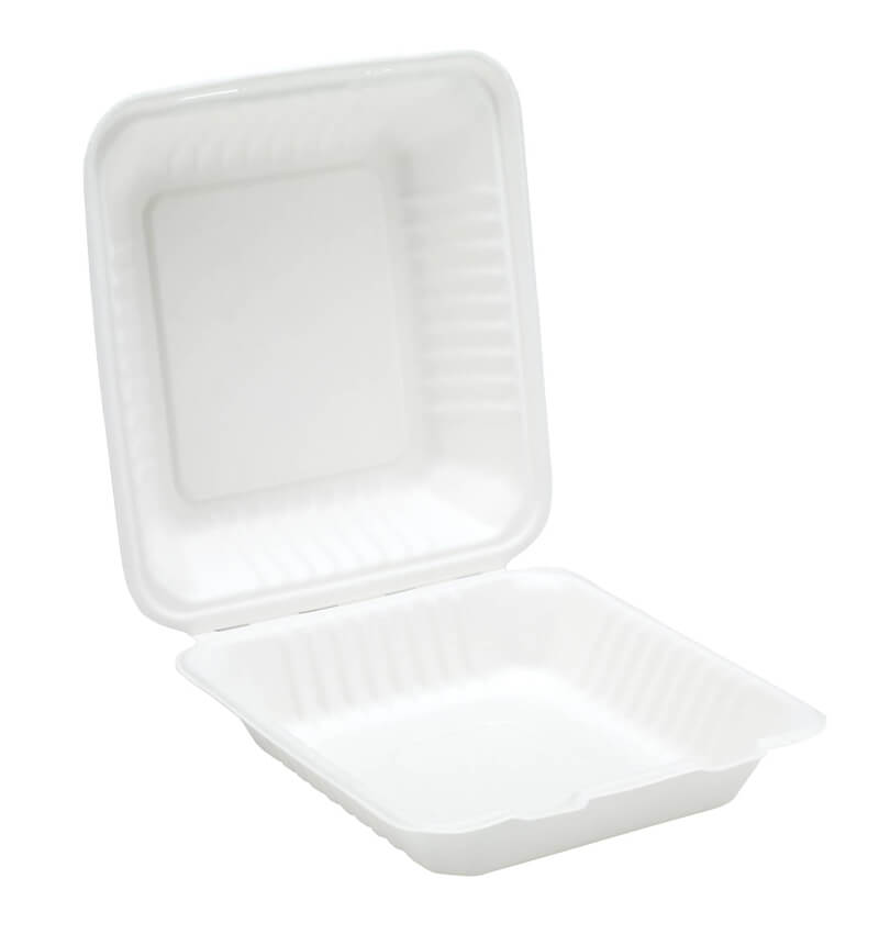 Compostable Bagasse Takeaway Food Containers Square 6 x 6 Inches 500 Pack