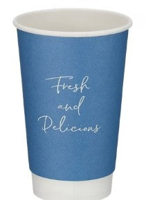 Double Wall Ripple Cup 16oz Matt Blue 25 Pack With Writing