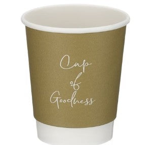 Double Wall Ripple Cup 8oz Matt Oatmeal 500 Pack With Writing