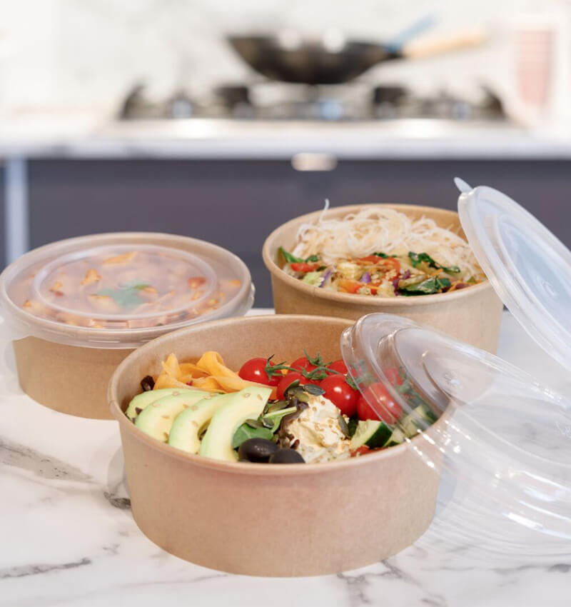 Compostable Round Kraft Takeaway Containers 750ml 300 Pack