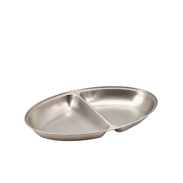 GenWare Stainless Steel Two Division Oval Vegetable Dish 14 Inches