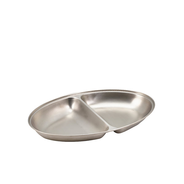 GenWare Stainless Steel Two Division Oval Vegetable Dish 12 Inch