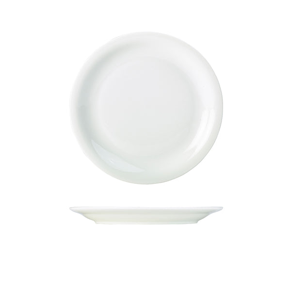 Genware Porcelain Narrow Rim Plate 22cm/8.5" 6 Pack