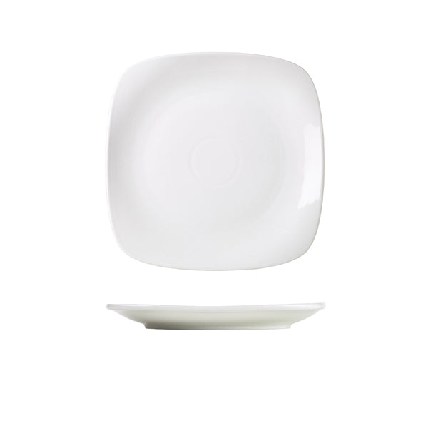 Genware Porcelain Rounded Square Plate 21cm/8.25" 6 Pack