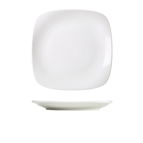 Genware Porcelain Rounded Square Plate 25cm/9.75" 6 Pack