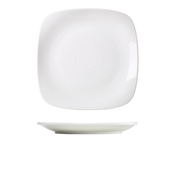 Genware Porcelain Rounded Square Plate 27cm/10.5" 6 Pack