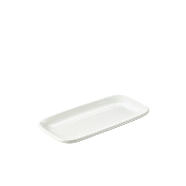 Genware Porcelain Rounded Rectangular Plate 24.5 x 12.5cm/9.75 x 5" 6 Pack