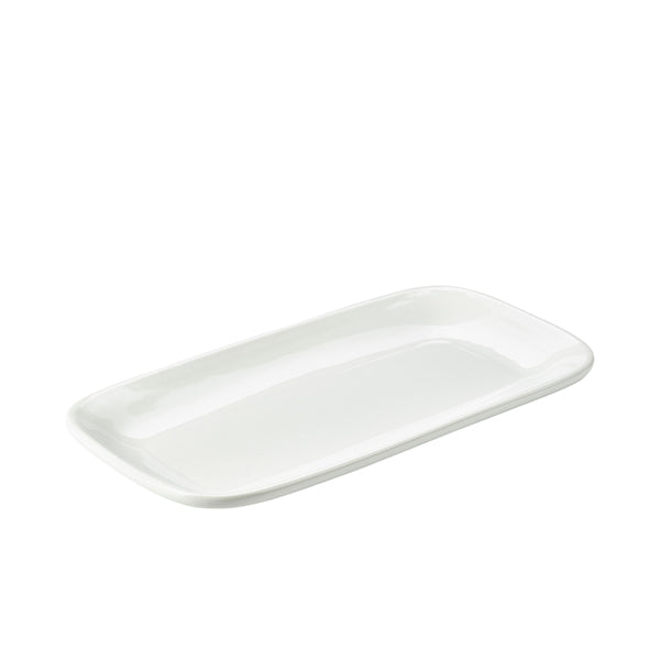 Genware Porcelain Rounded Rectangular Plate 35.5 x 19cm/14 x 7.5" 3 Pack