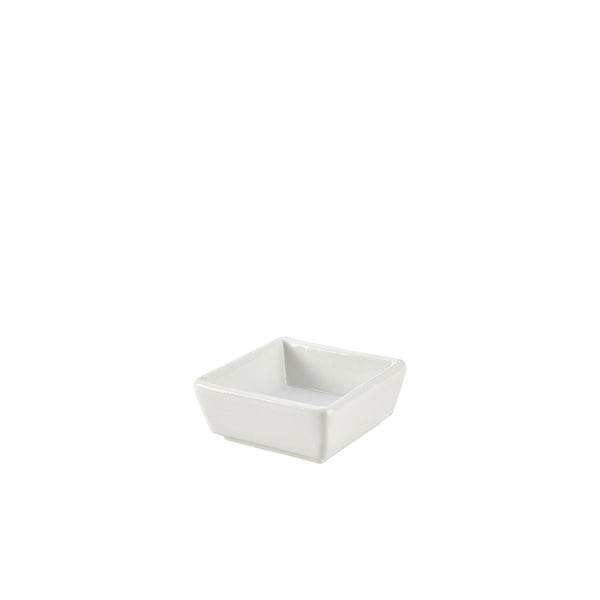 Genware Porcelain Square Dish 8.5 x 3.5cm/3.25 x 1.4" 6 Pack