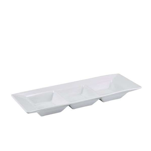 GenWare Porcelain Triple Dish 25.4 x 9cm/10 x 3.5" 6 Pack