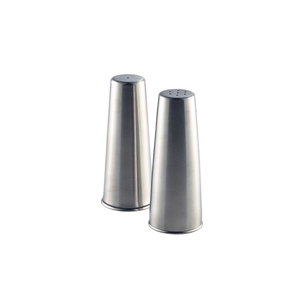 Genware Stainless Steel Conical Salt & Pepper Set