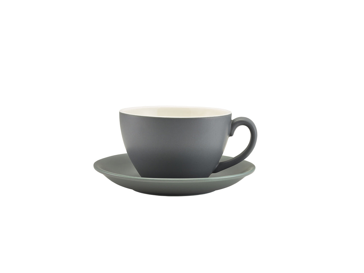 Genware Porcelain Matt Grey Saucer 16cm/6.25" 6 Pack