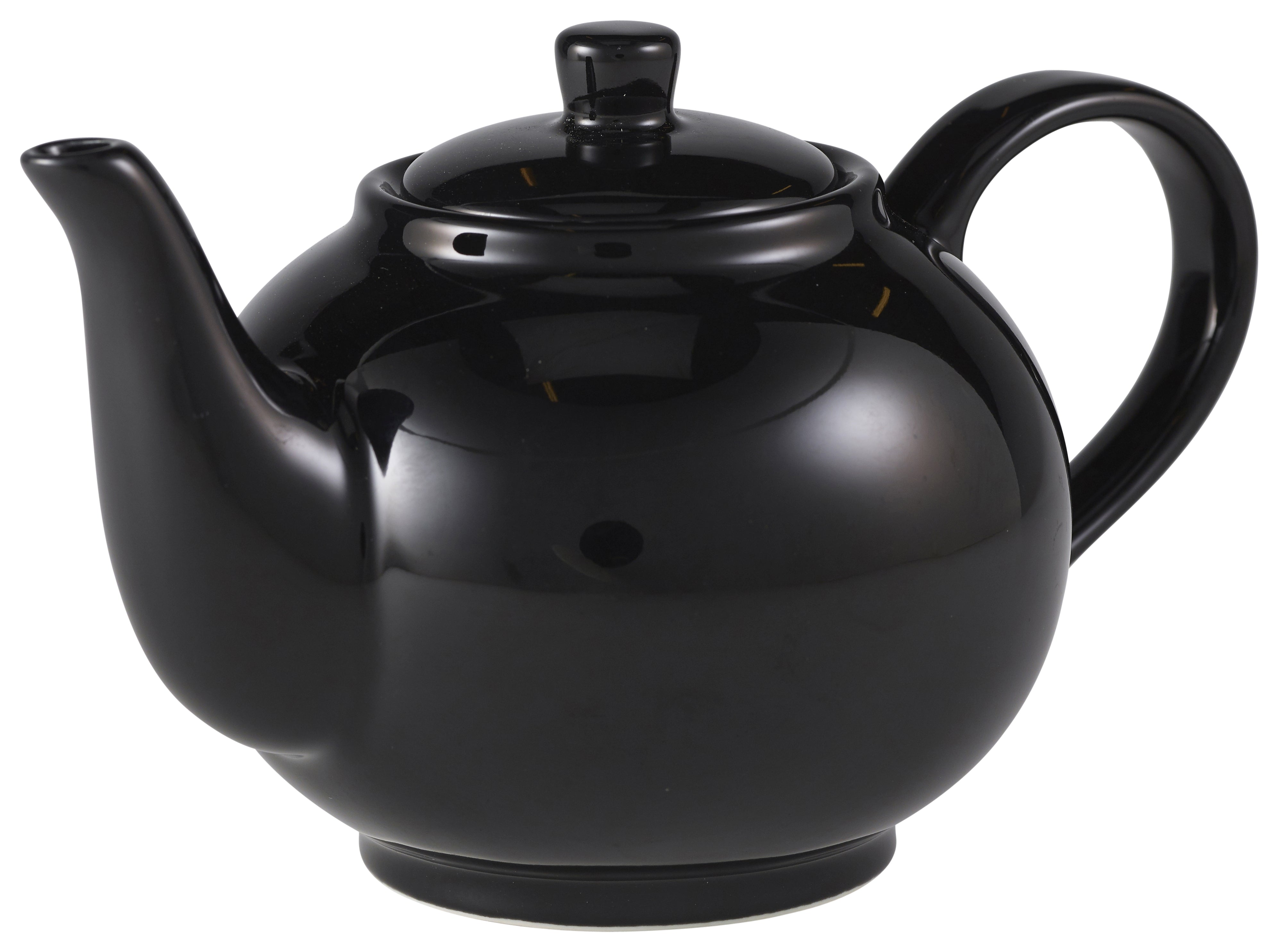 Genware Porcelain Black Teapot 45cl/15.75oz 6 Pack