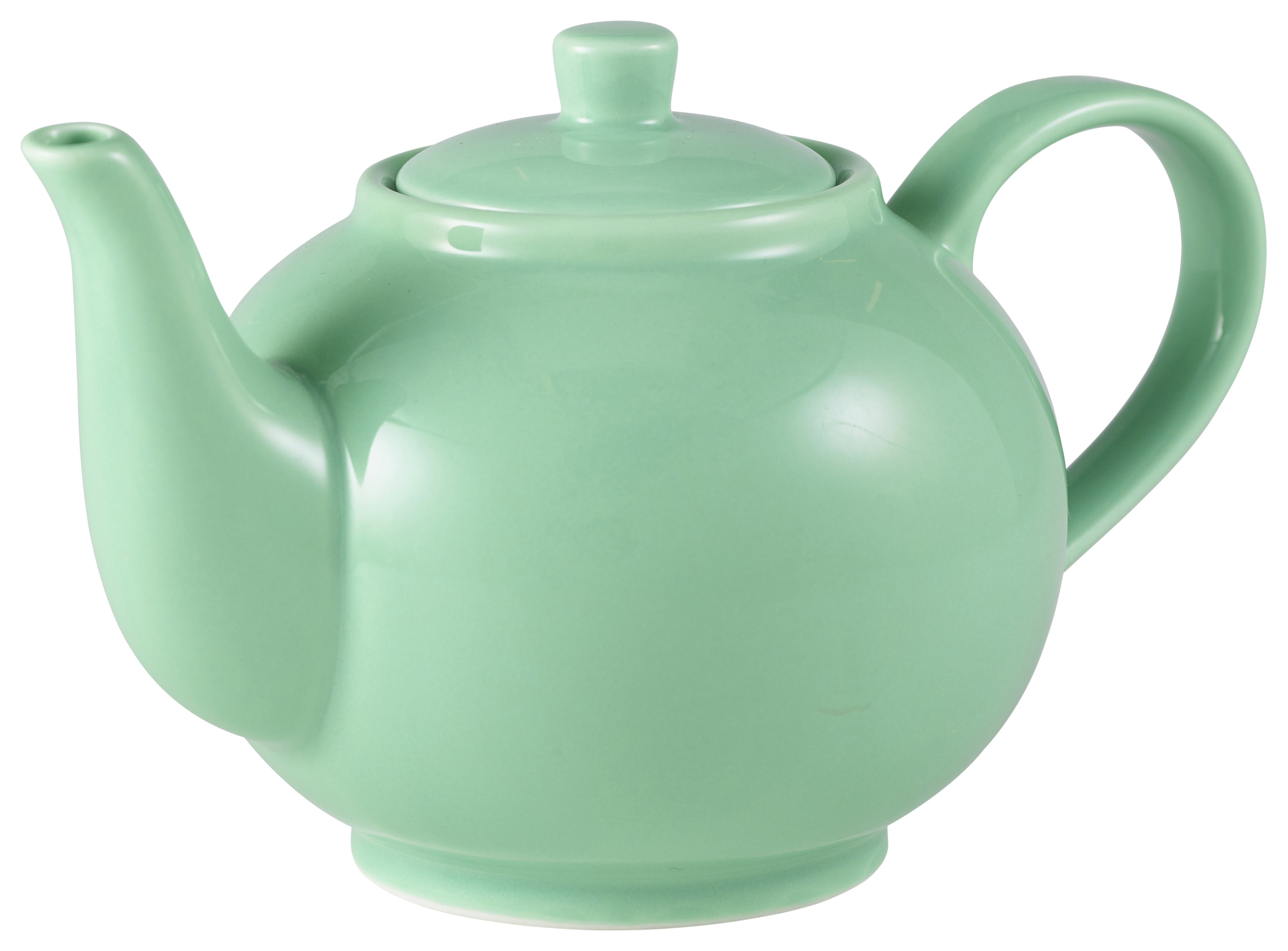 Genware Porcelain Green Teapot 45cl/15.75oz 6 Pack